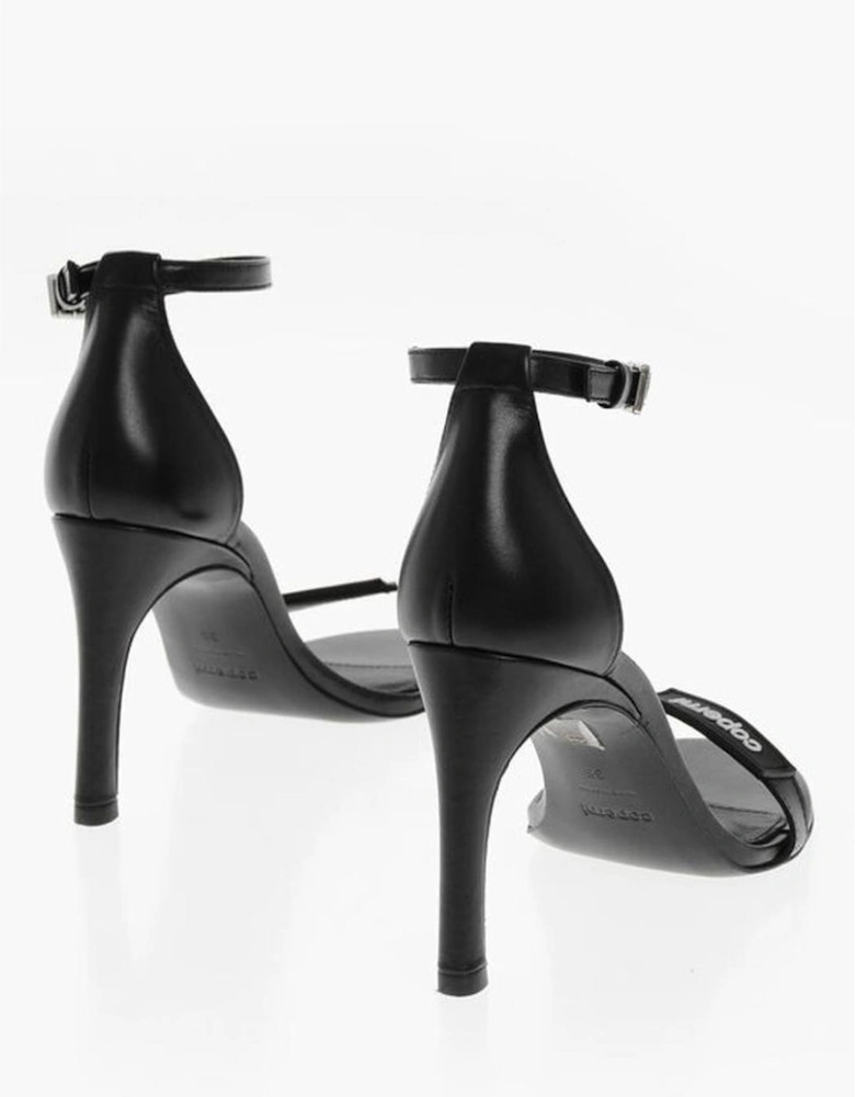 High Heel Leather Ankle Boots Women - Black Sandals