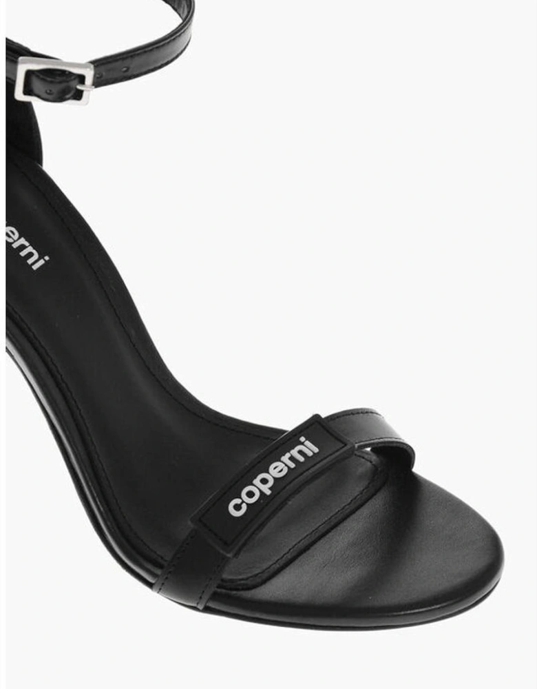 High Heel Leather Ankle Boots Women - Black Sandals