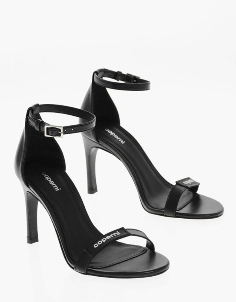 High Heel Leather Ankle Boots Women - Black Sandals