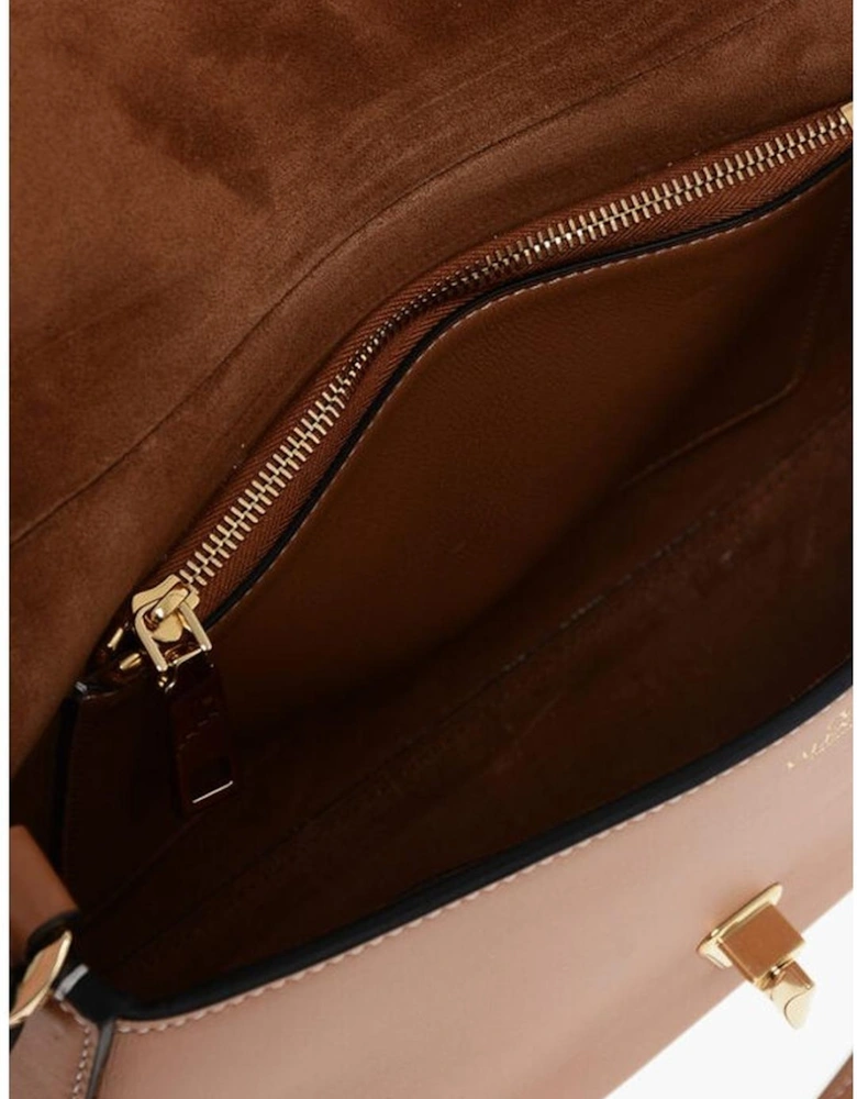 Leather Crossbody Bag with Gold Accents Women - Brown Shoulder Bags