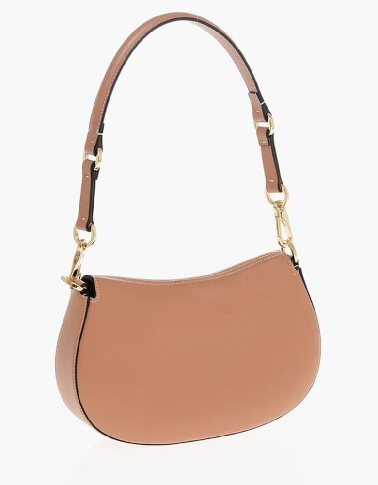 Leather Crossbody Bag with Gold Accents Women - Brown Shoulder Bags