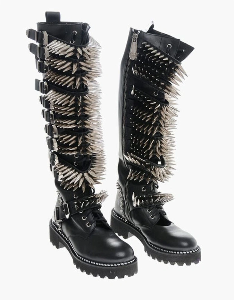 Rubber Sole Studded Buckle Sandals Women - Black Boots