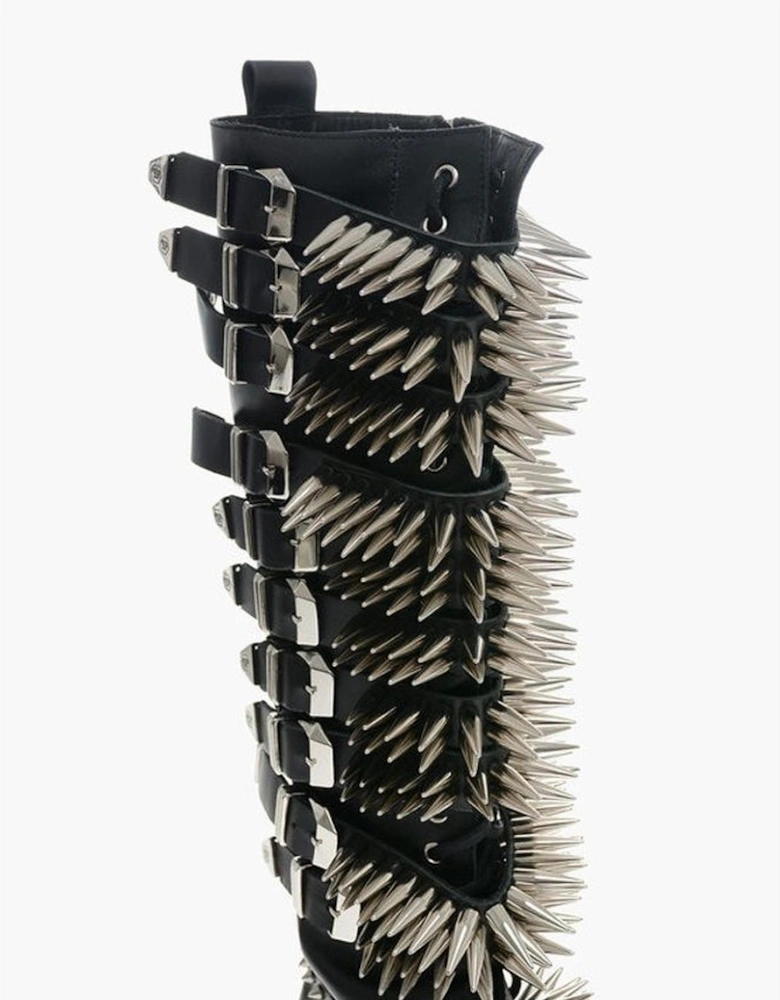 Rubber Sole Studded Buckle Sandals Women - Black Boots