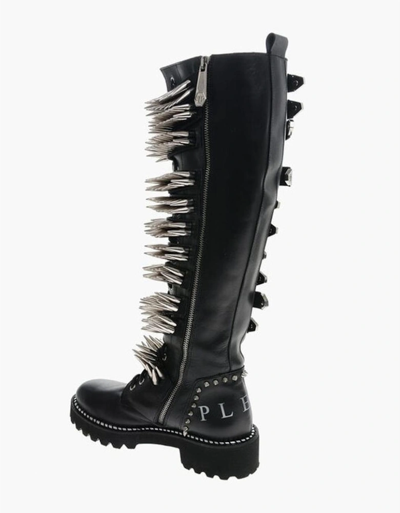Rubber Sole Studded Buckle Sandals Women - Black Boots