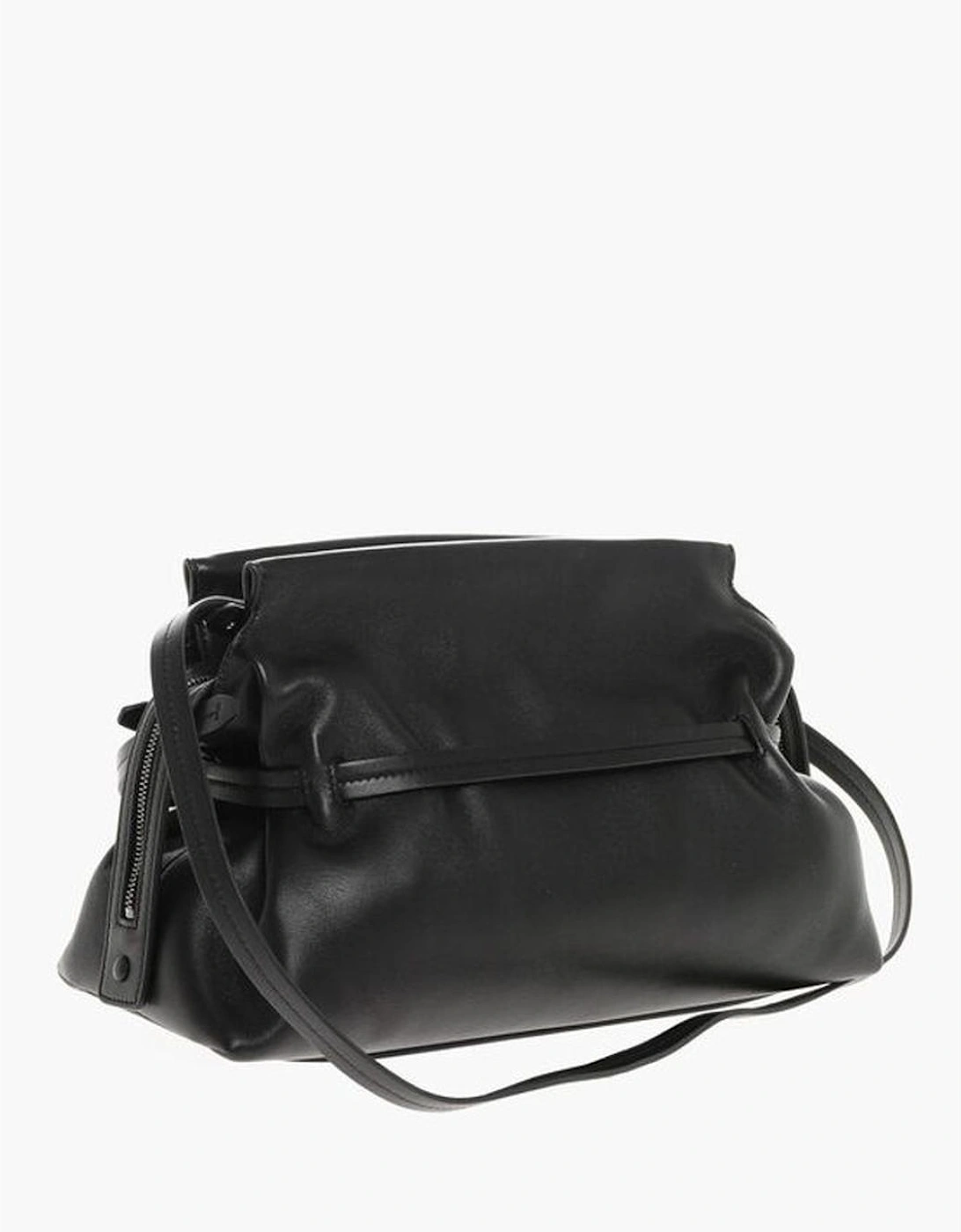 Leather Logo Zip Closure Handbag Women - Black Tote Bags
