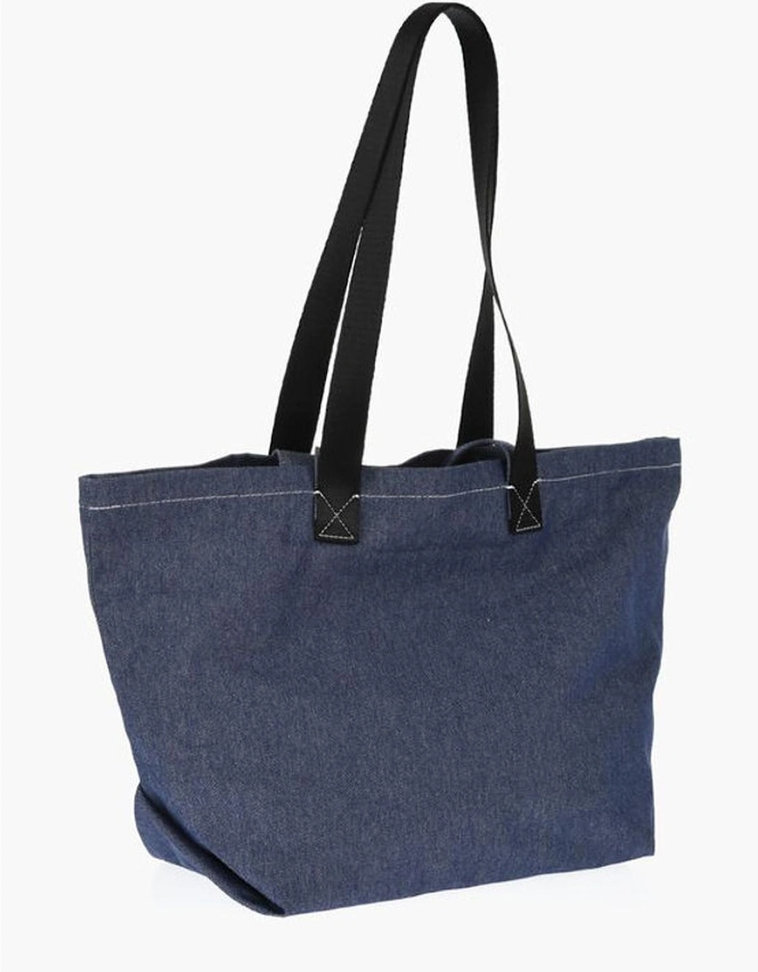 Embroidered Logo Denim Shoulder Bag Women - Blue Tote Bags