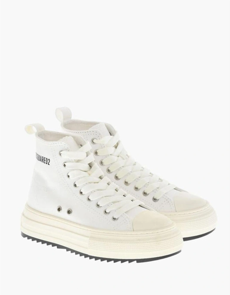 Canvas Lace-Up Sneakers with Rubber Sole Women - White