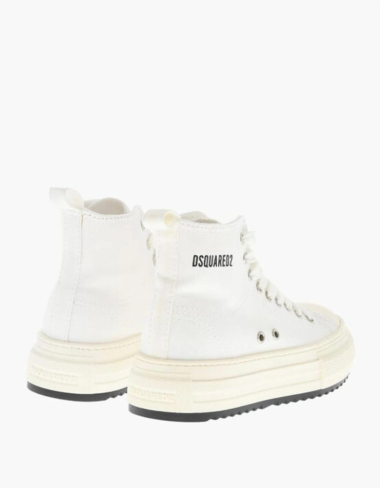 Canvas Lace-Up Sneakers with Rubber Sole Women - White