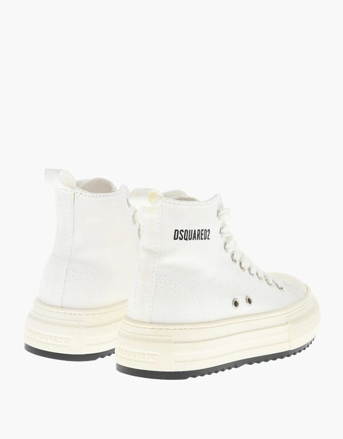 Canvas Lace-Up Sneakers with Rubber Sole Women - White