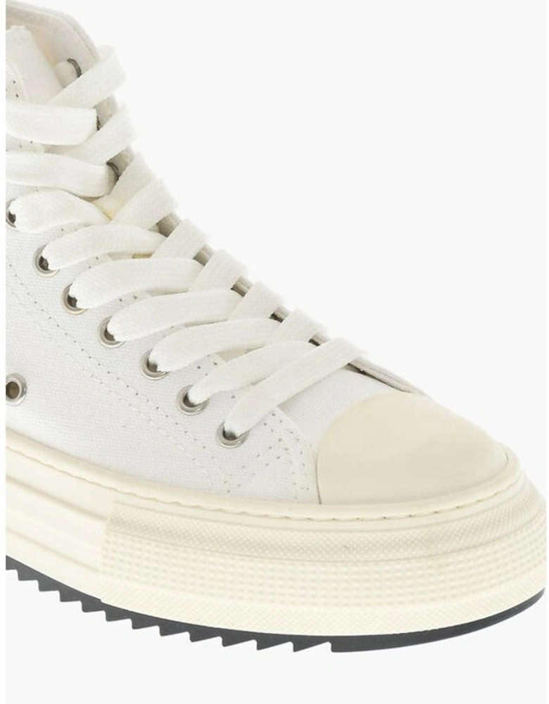 Canvas Lace-Up Sneakers with Rubber Sole Women - White