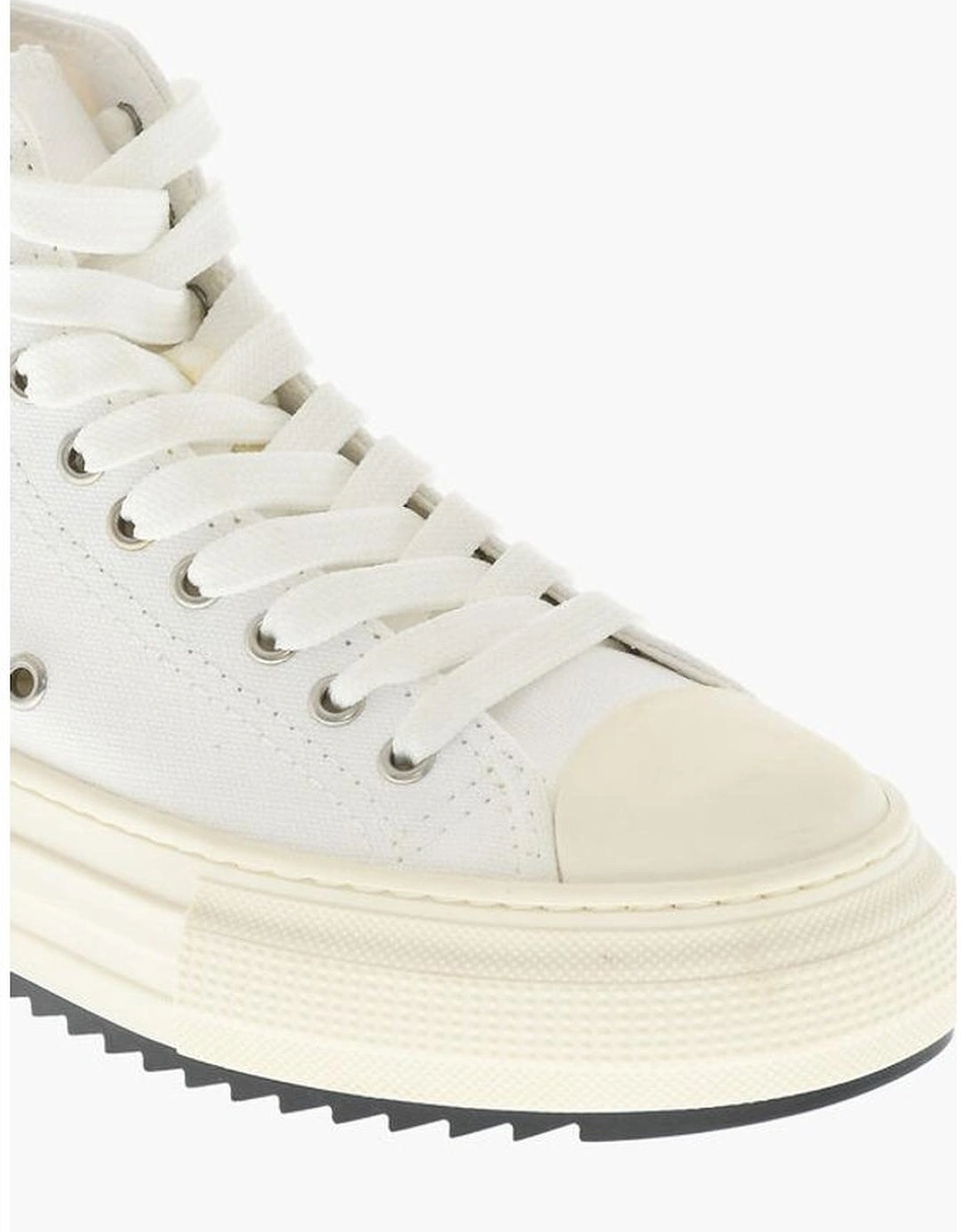Canvas Lace-Up Sneakers with Rubber Sole Women - White