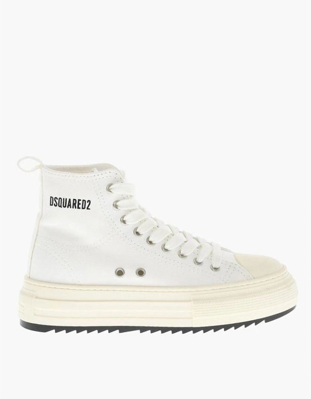 Canvas Lace-Up Sneakers with Rubber Sole Women - White
