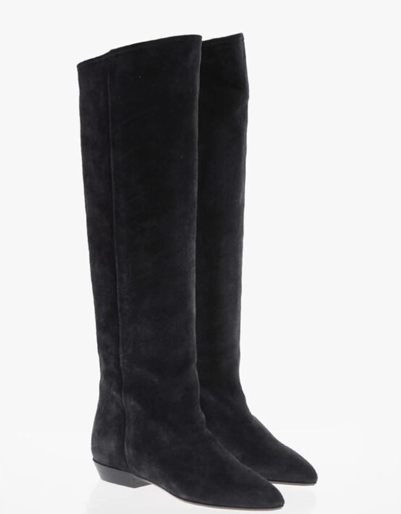 Narrow Toeline Leather Sole Shoes Women - Gray Boots