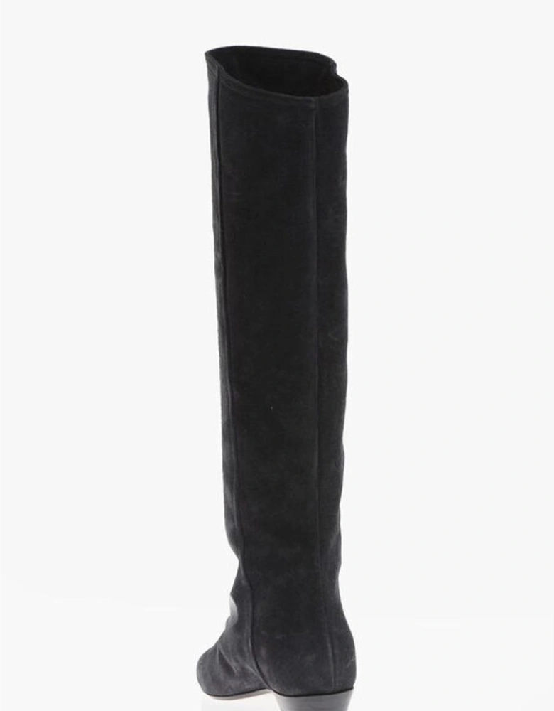 Narrow Toeline Leather Sole Shoes Women - Gray Boots