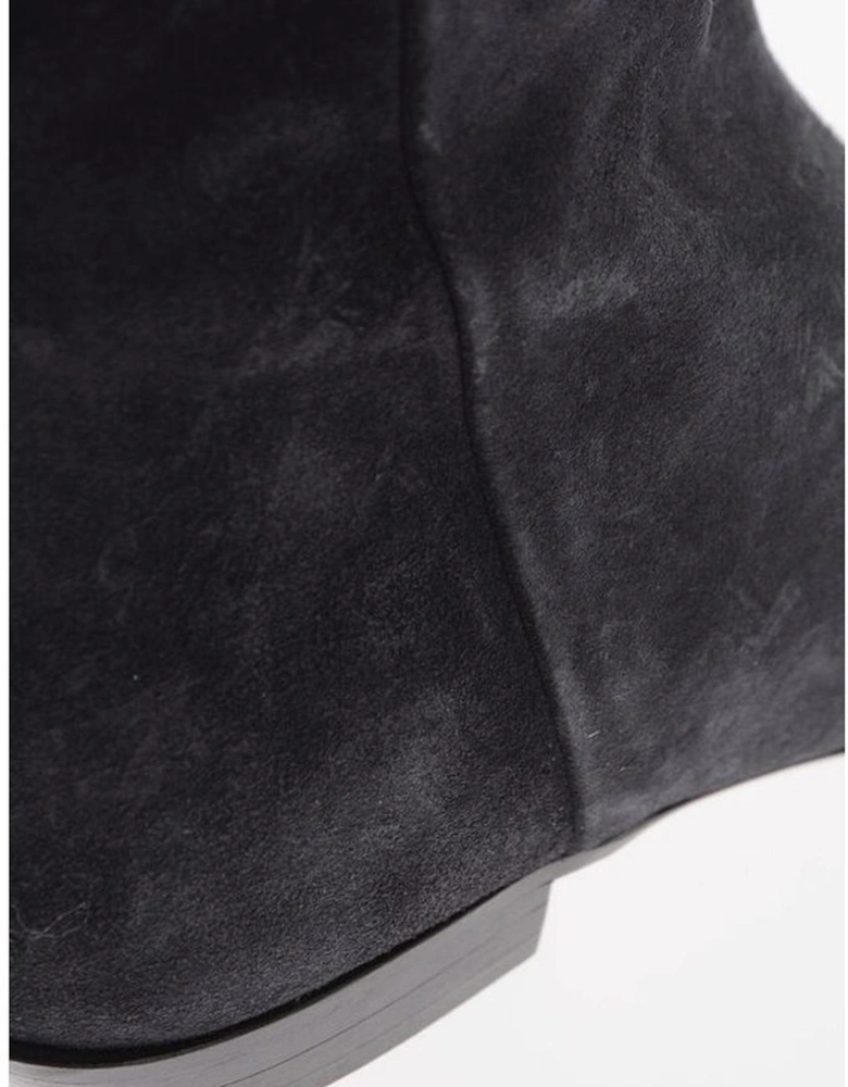 Narrow Toeline Leather Sole Shoes Women - Gray Boots