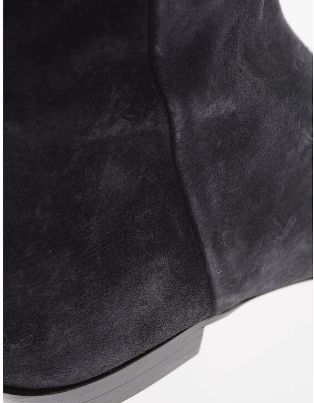 Narrow Toeline Leather Sole Shoes Women - Gray Boots