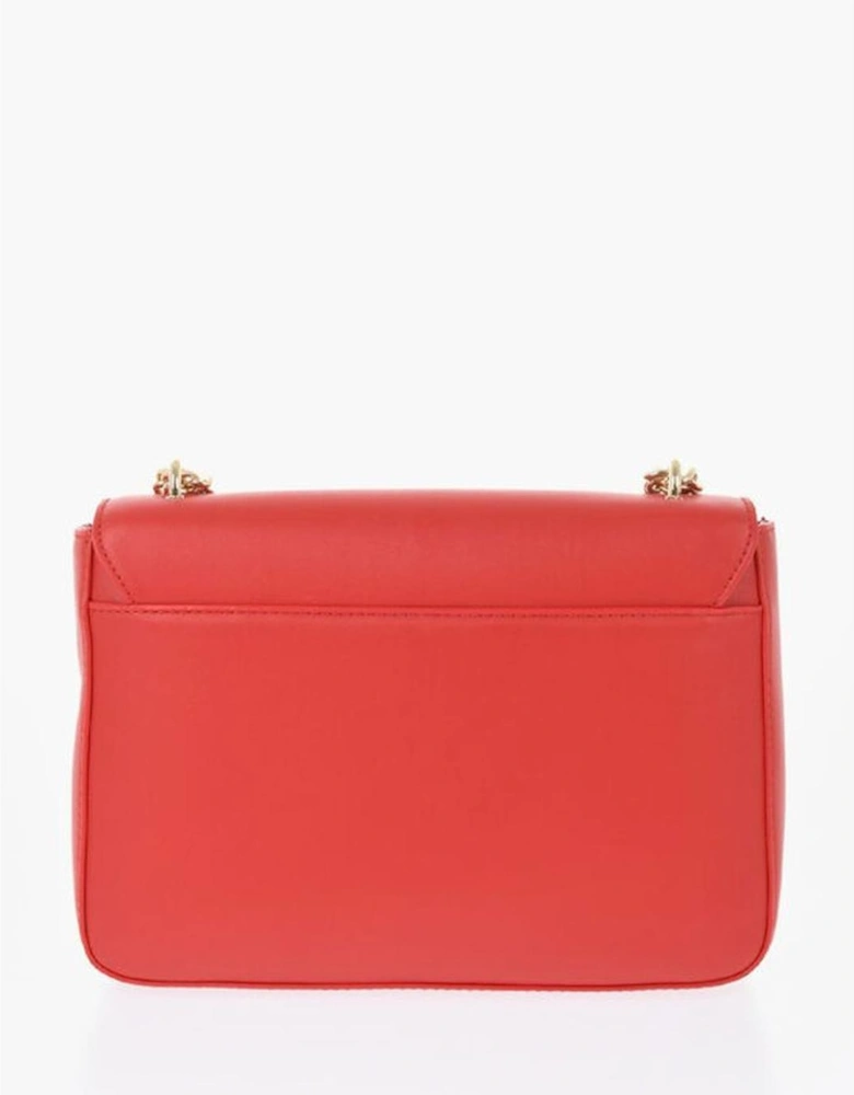 Eco-Leather Logo Shoulder Bag with Snap and Zip Closure Women - Red