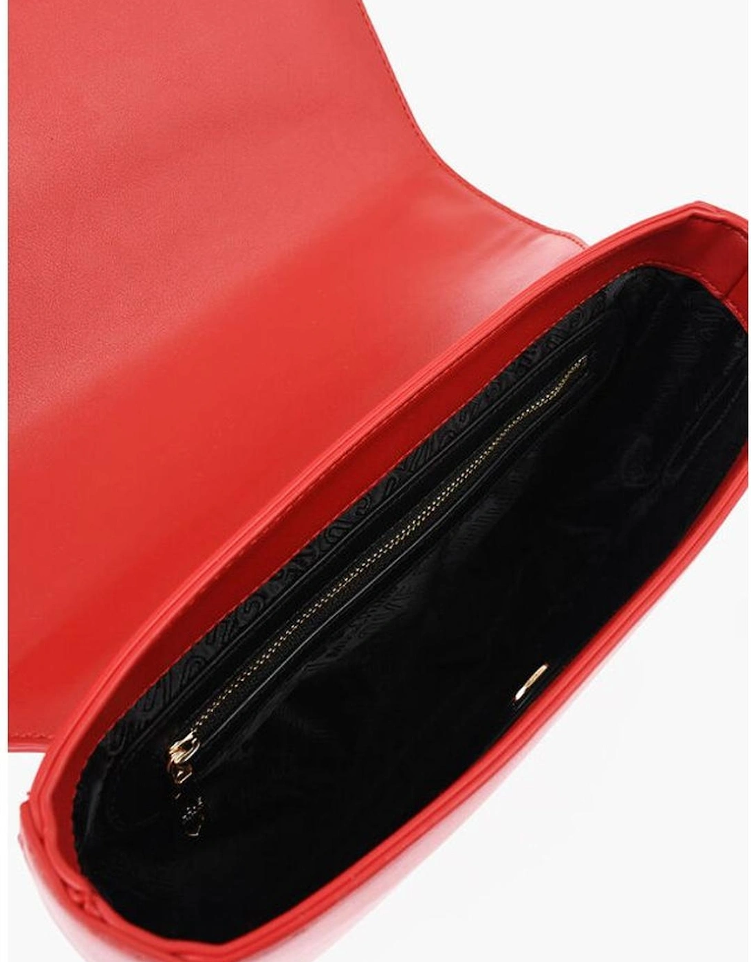 Eco-Leather Logo Shoulder Bag with Snap and Zip Closure Women - Red