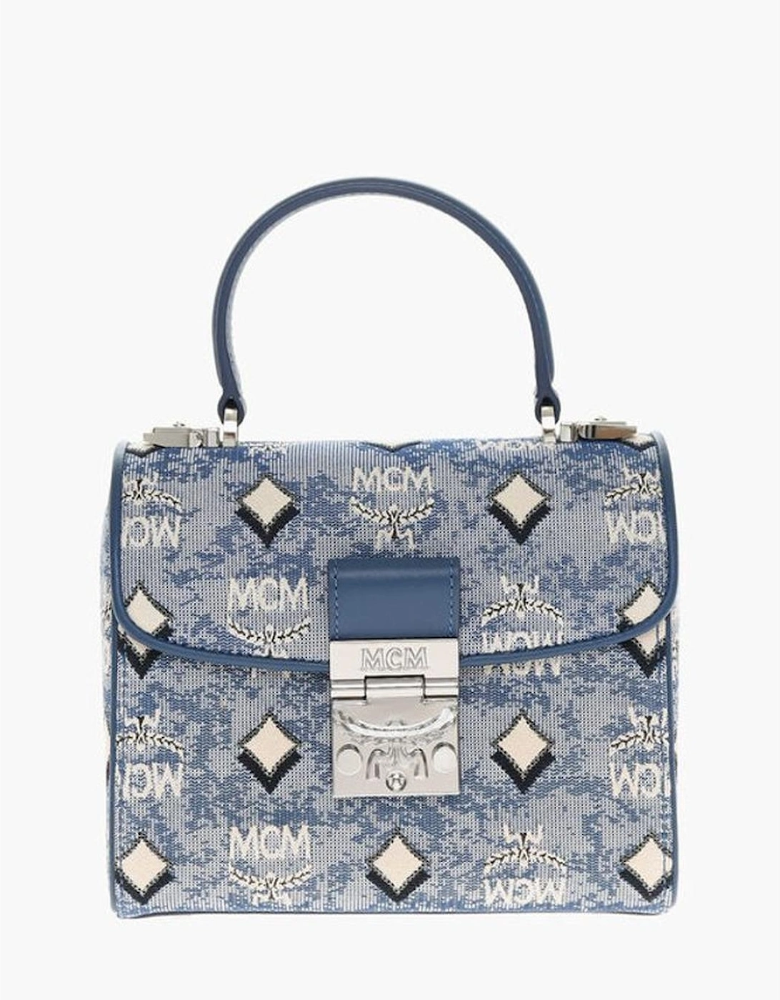 Monogram Embroidered Handbag with Removable Strap Women - Blue Tote, 6 of 5