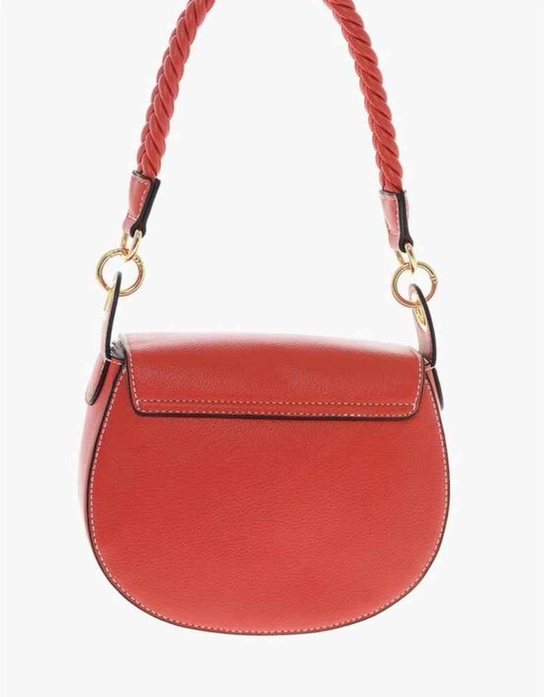 Snap Button Closure Eco-leather Shoulder Bag Women - Red