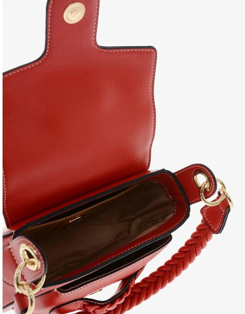 Snap Button Closure Eco-leather Shoulder Bag Women - Red