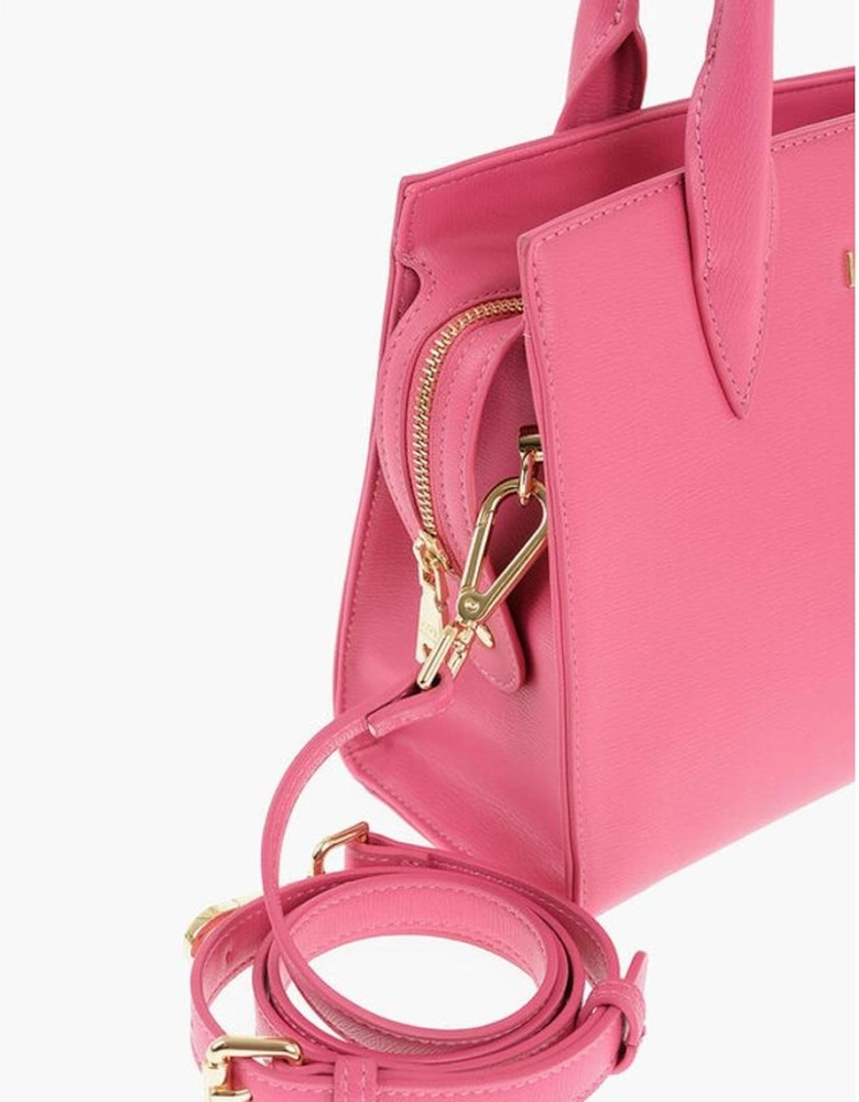Logo Solid Color Metal Handbag with Adjustable Strap Women -