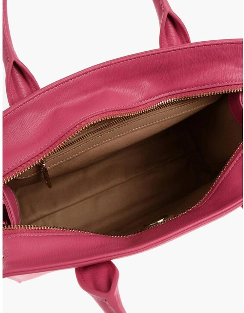 Logo Solid Color Metal Handbag with Adjustable Strap Women -