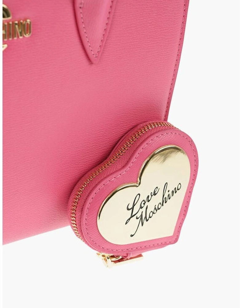 Logo Solid Color Metal Handbag with Adjustable Strap Women -