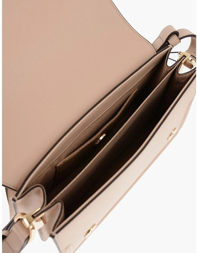 Eco-Leather Shoulder Bag with Snap Button Closure Women - Beige