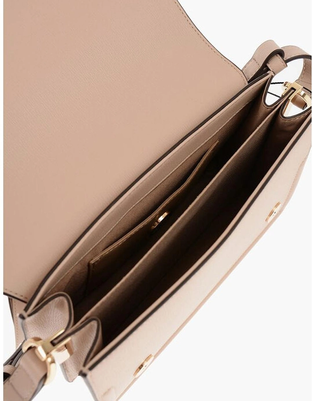 Eco-Leather Shoulder Bag with Snap Button Closure Women - Beige