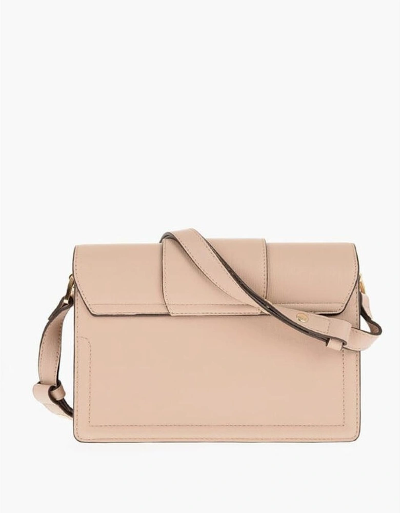 Eco-Leather Shoulder Bag with Snap Button Closure Women - Beige