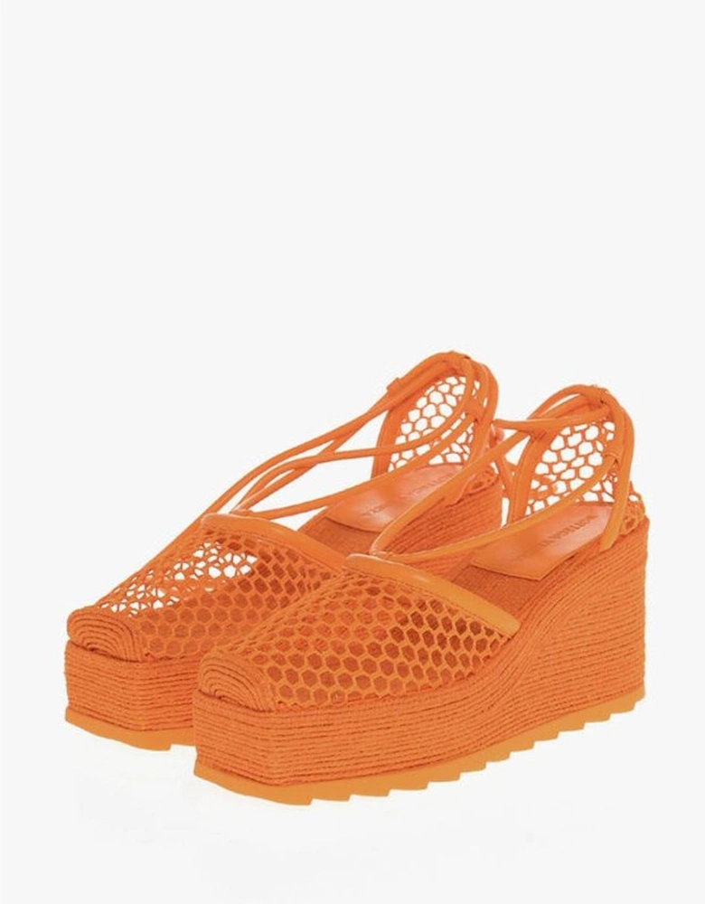 Lace-Up Rubber Sole Platform Heel Sneakers Women - Orange Sandals