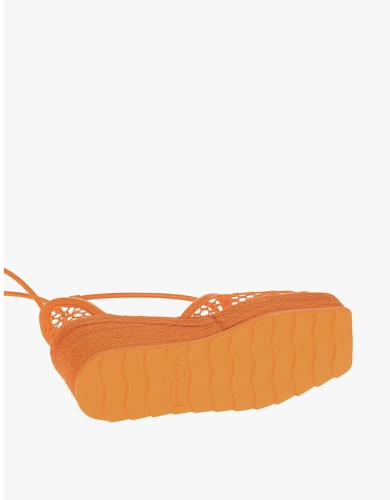 Lace-Up Rubber Sole Platform Heel Sneakers Women - Orange Sandals