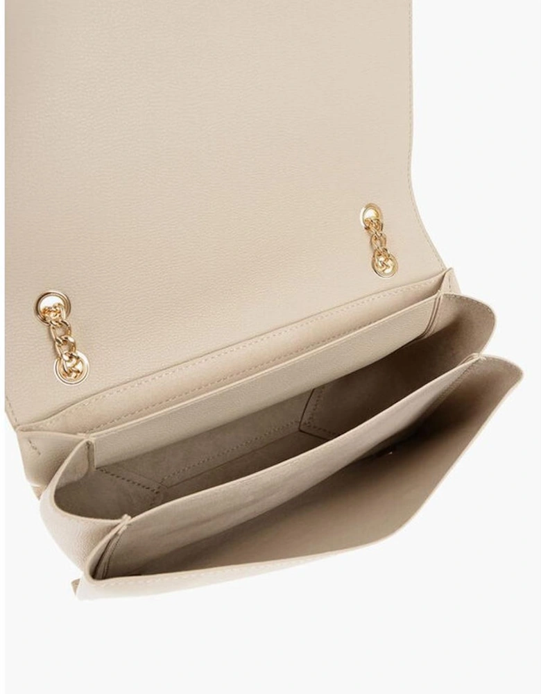 Logo Embellished Eco-Leather Shoulder Bag Women - Beige