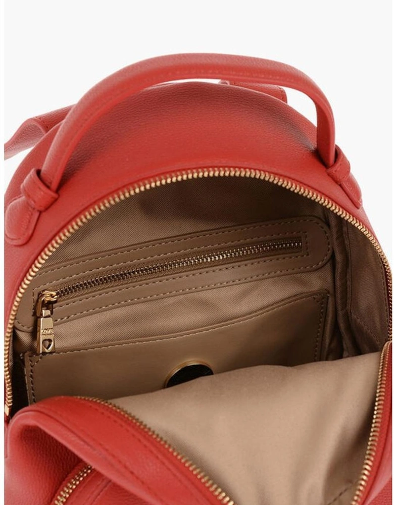 Logo Metal Solid Color Shoulder Bag Women - Red Backpacks