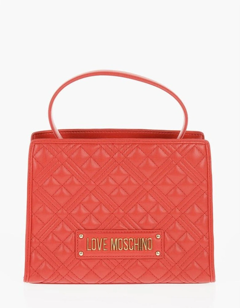 Eco-Leather Handbag with Removable Shoulder Strap Women - Red Tote