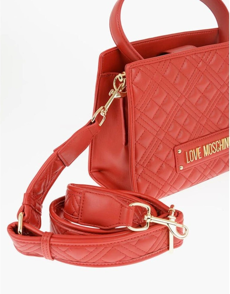 Eco-Leather Handbag with Removable Shoulder Strap Women - Red Tote
