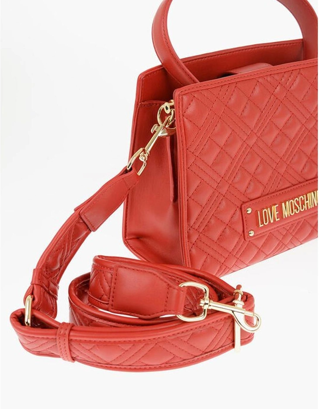 Eco-Leather Handbag with Removable Shoulder Strap Women - Red Tote