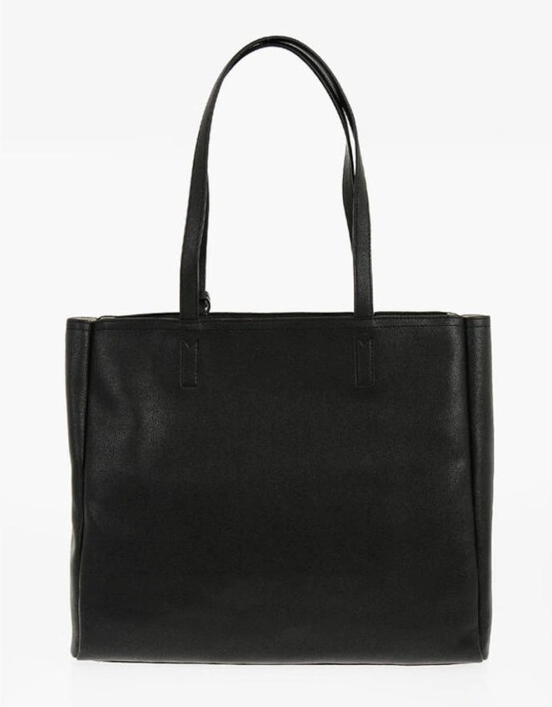 Logo Eco-Leather Shoulder Bag with Double Handle Women - Black