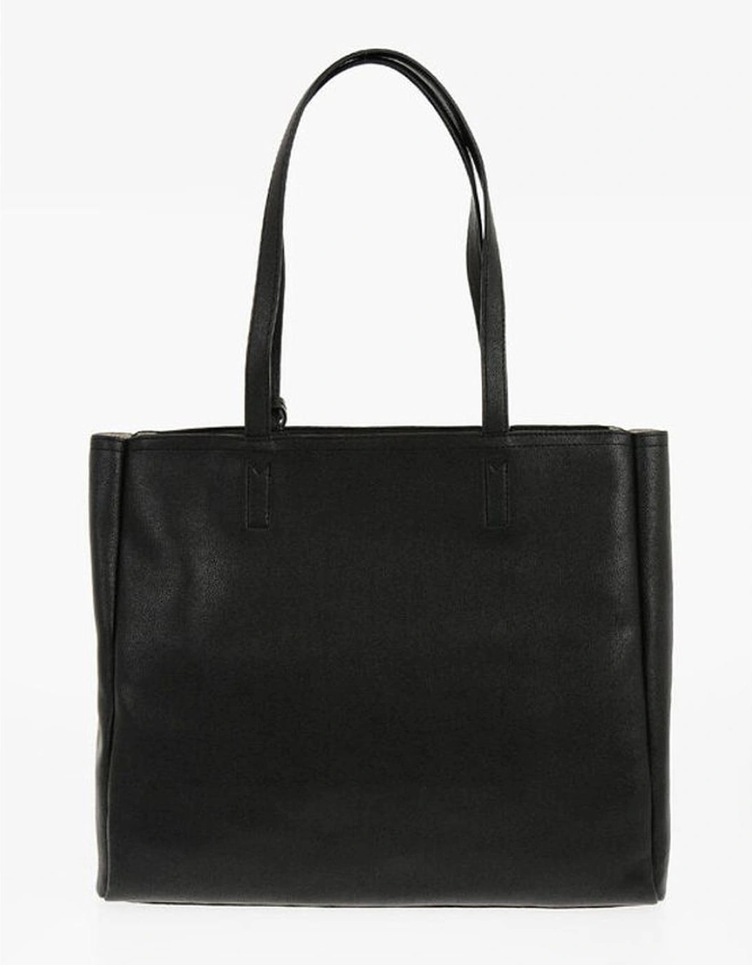 Logo Eco-Leather Shoulder Bag with Double Handle Women - Black
