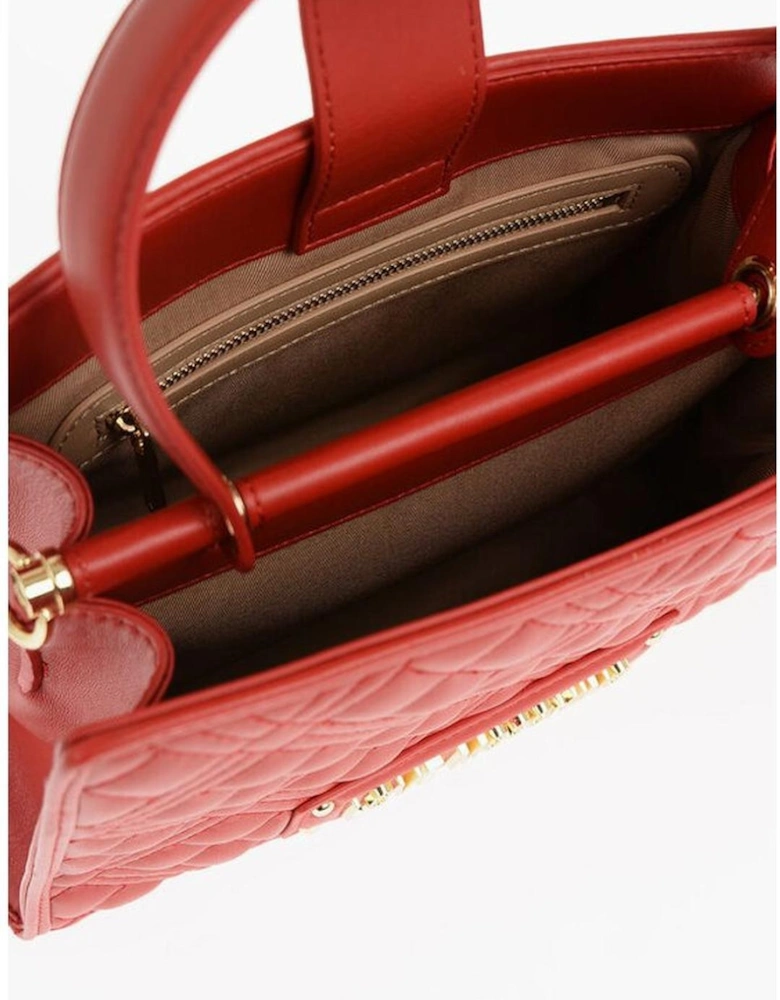 Eco-Leather Handbag with Removable Shoulder Strap Women - Red Tote