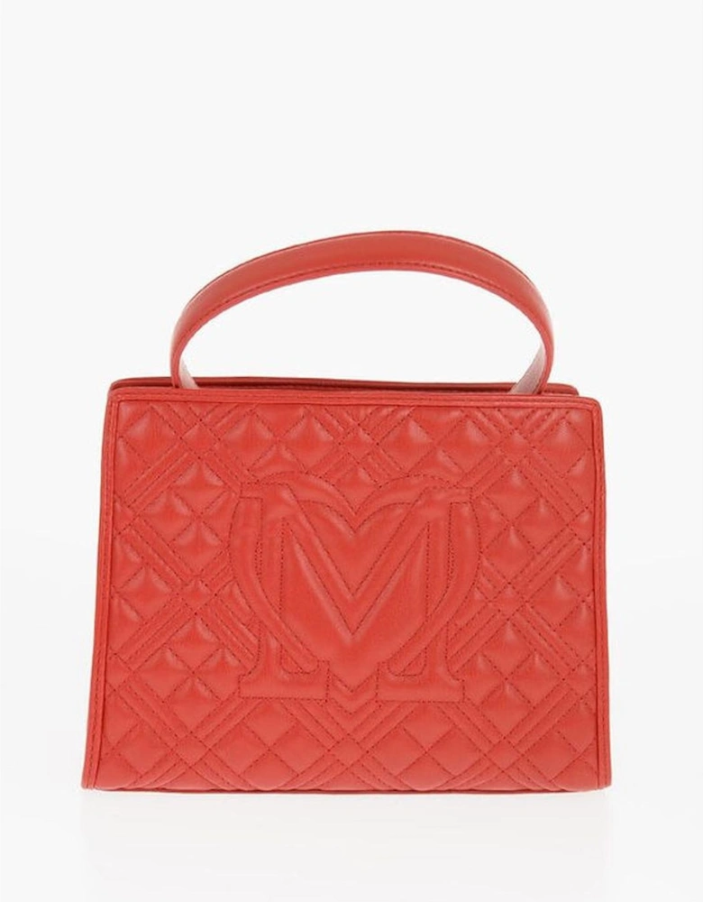 Eco-Leather Handbag with Removable Shoulder Strap Women - Red Tote