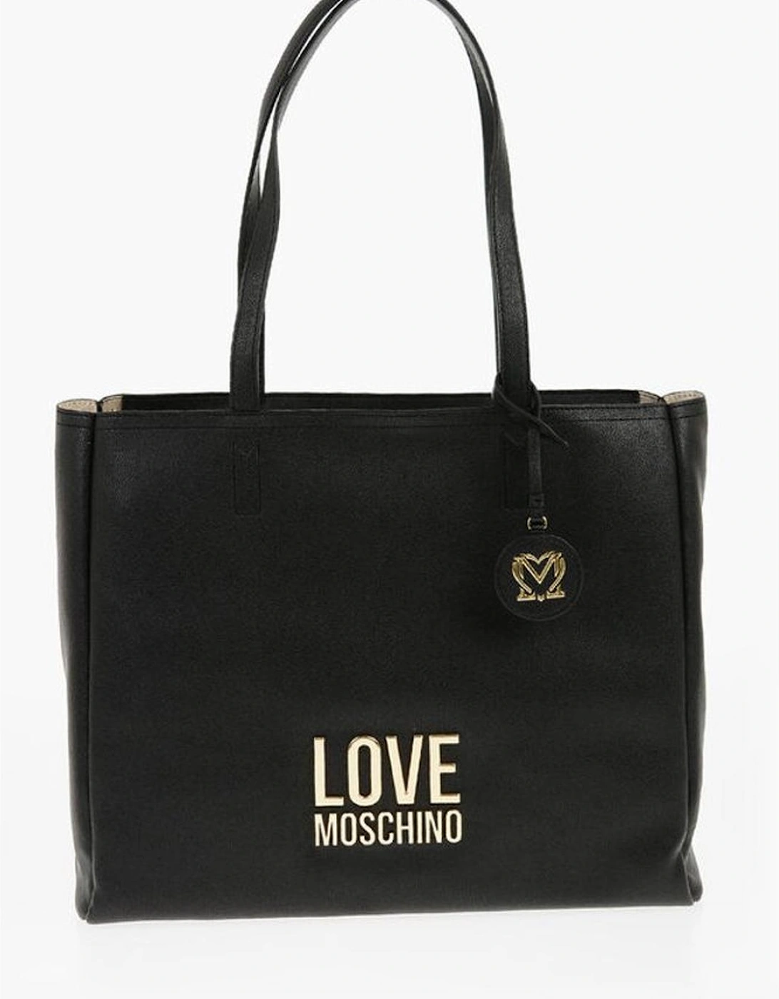 Logo Eco-Leather Shoulder Bag with Double Handle Women - Black, 5 of 4