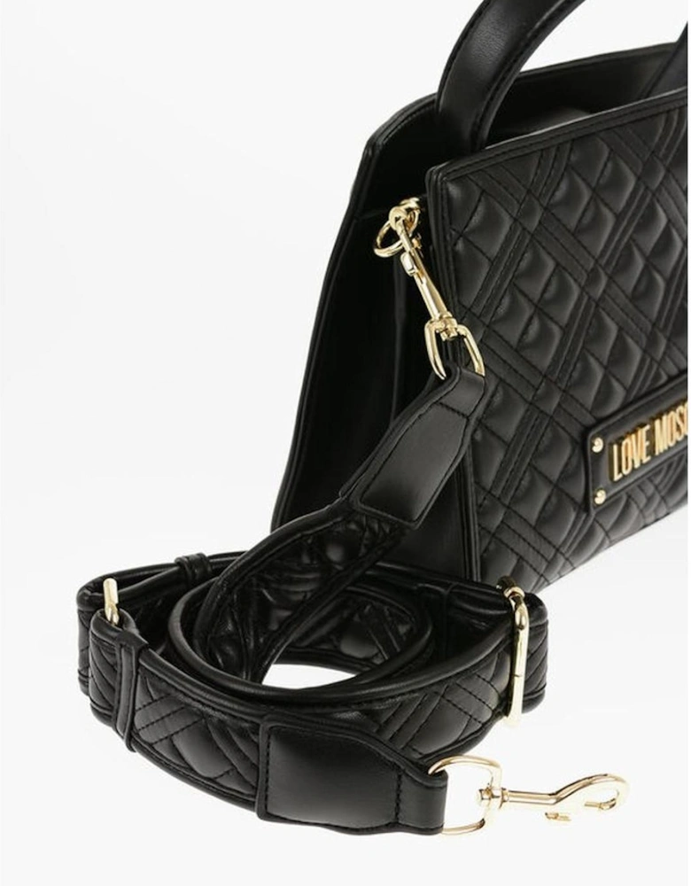 Eco-Leather Logo Shoulder Handbag Women - Black Tote Bags