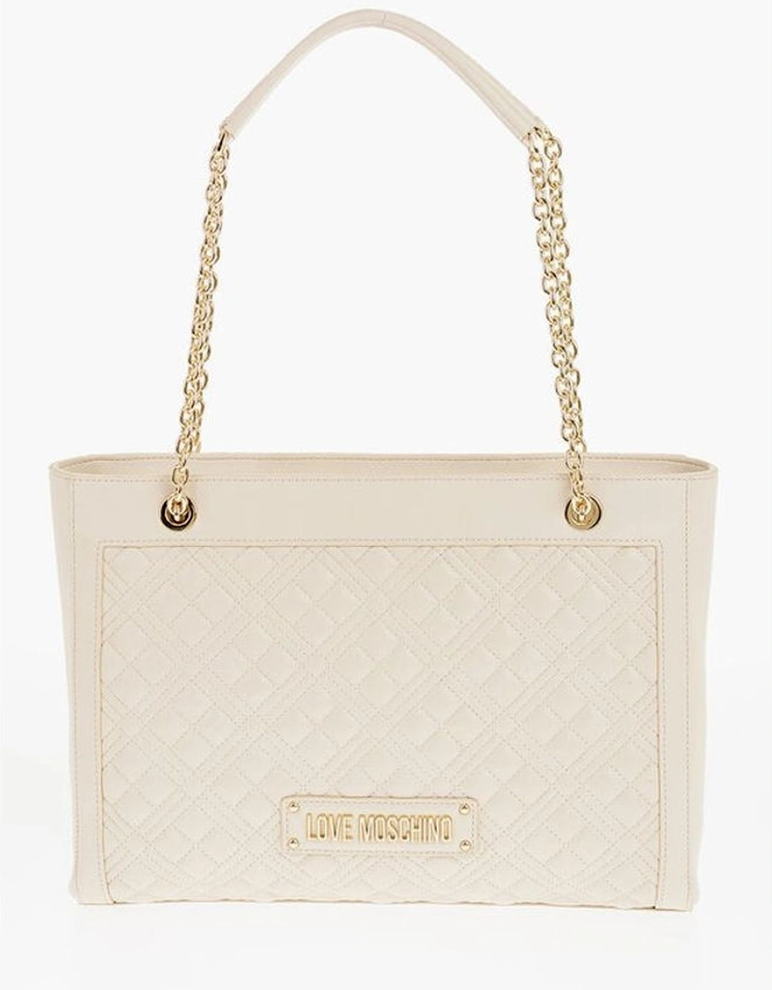 Logo Solid Color Eco-Leather Shoulder Bag Women - Beige, 5 of 4