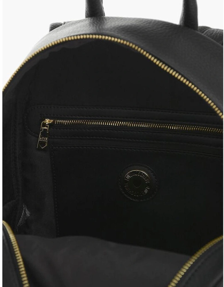 Solid Logo Zip Closure Shoulder Bag Women - Black Backpacks