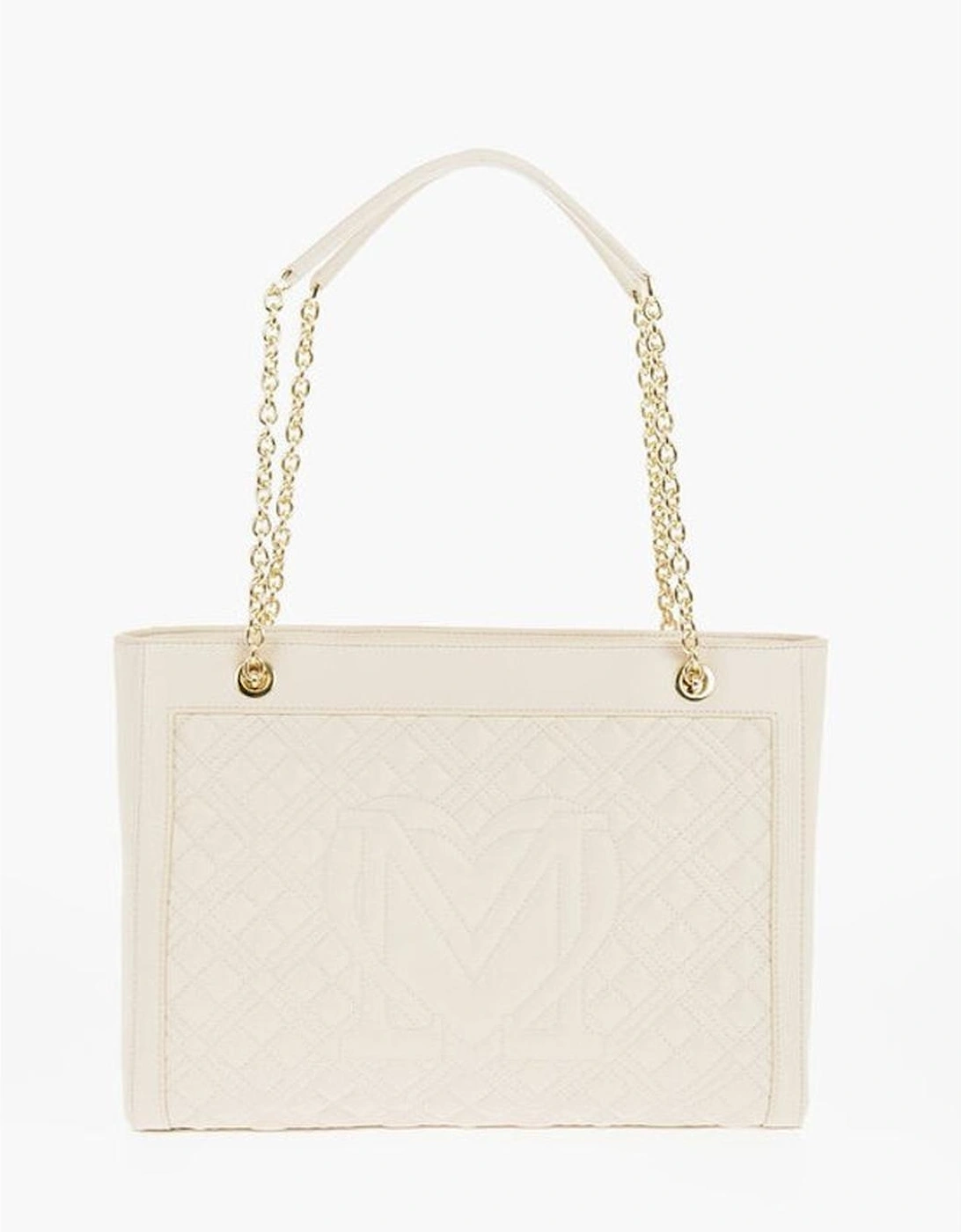 Logo Solid Color Eco-Leather Shoulder Bag Women - Beige