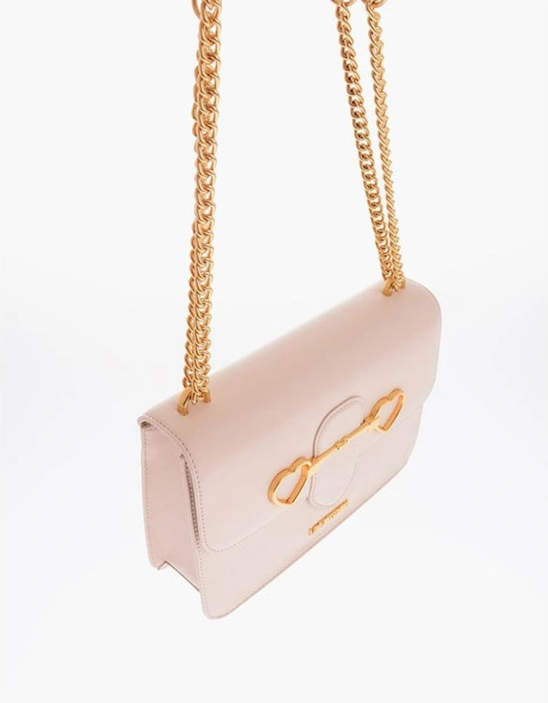 Eco-Leather Shoulder Bag with Logo and Zip Closure Women - Beige
