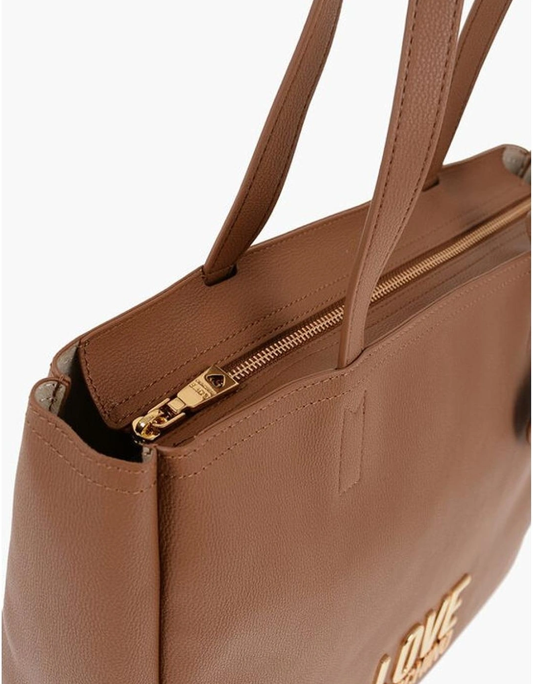 Metal Logo Eco-Leather Shoulder Bag Women - Brown