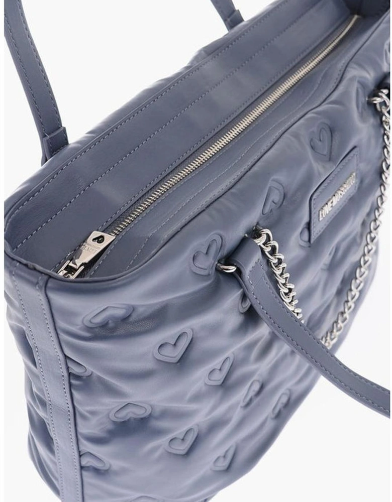 Solid Logo Eco-Leather Shoulder Bag Women - Blue